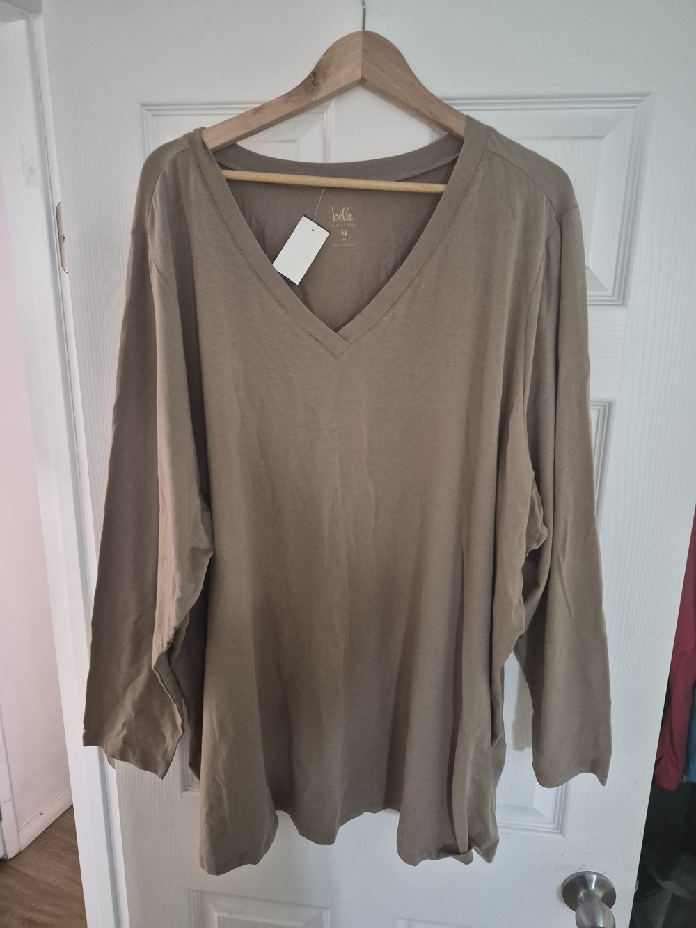 Belle by Kim Gravel Olive V-Neck Long Sleeve Top
